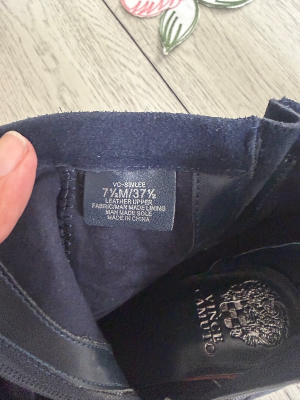 Vince Camuto Simlee Navy Suede Buckle Ankle Boots 7.5 M EUC - Picture 5 of 7
